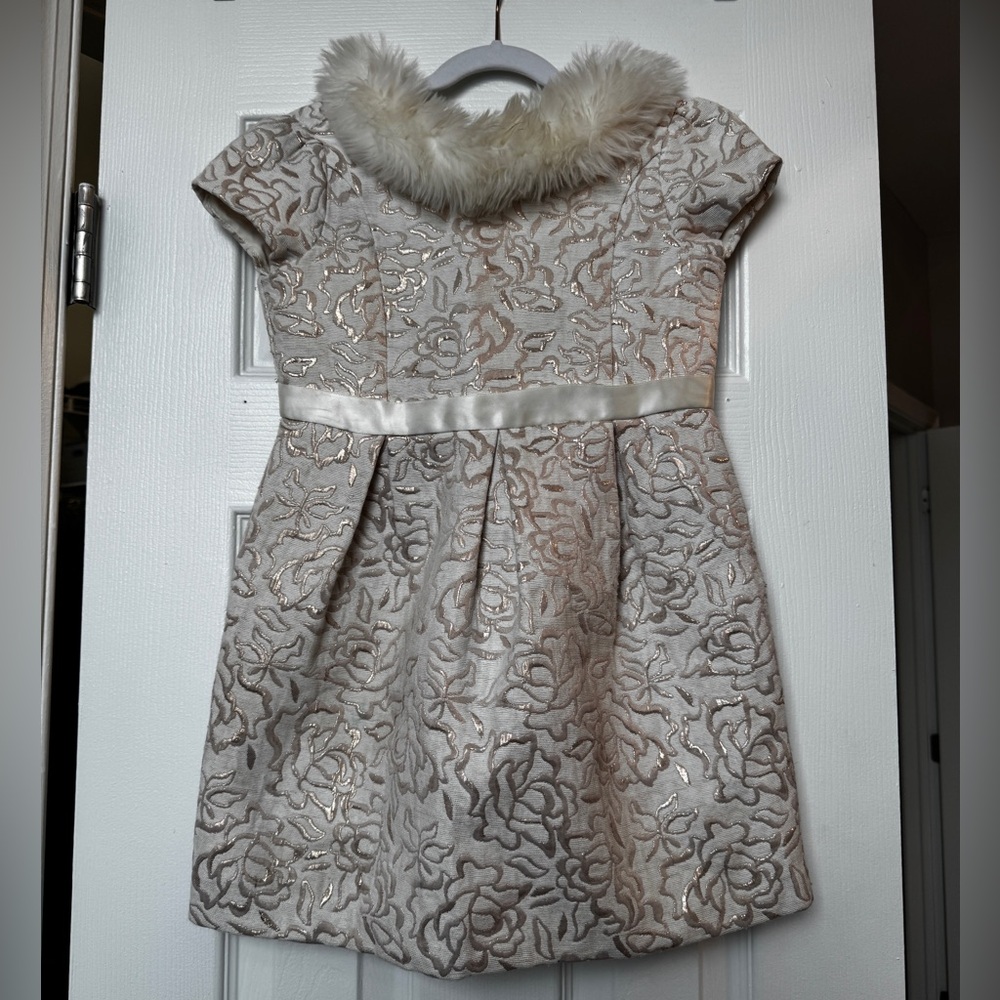 Janie and Jack Elegant Cream and Gold Dress
